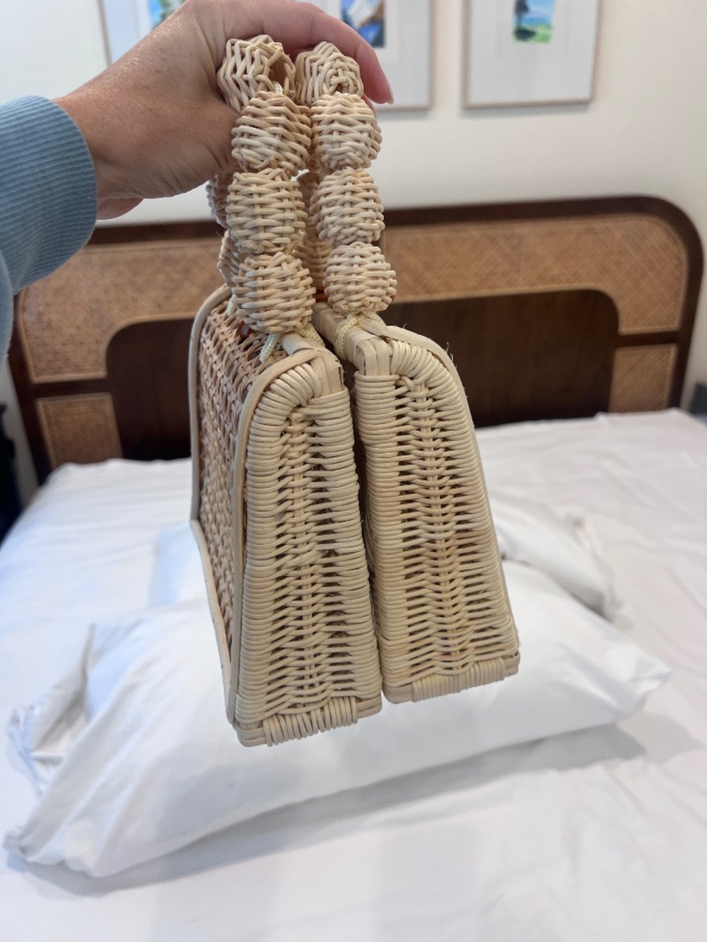 Anthropologie Top-Handle Rattan Bali Bag - Picture 3 of 5